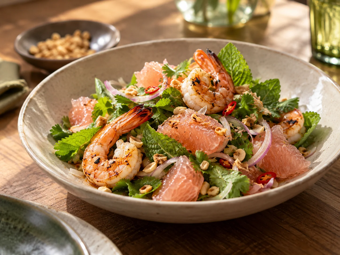 Pink Pomelo & Grilled Prawn Salad